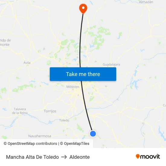 Mancha Alta De Toledo to Aldeonte map