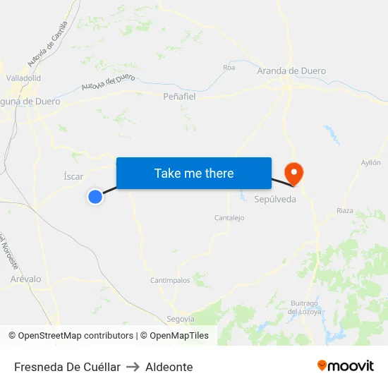 Fresneda De Cuéllar to Aldeonte map