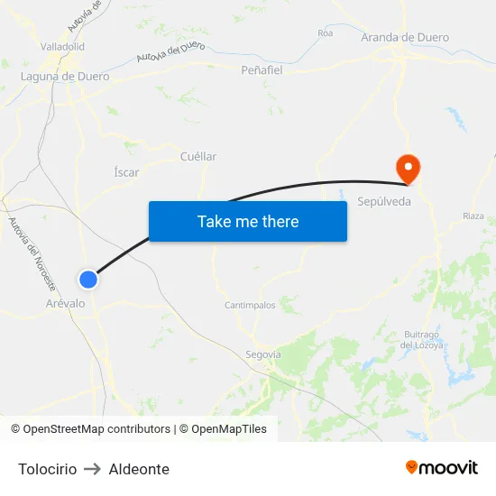 Tolocirio to Aldeonte map