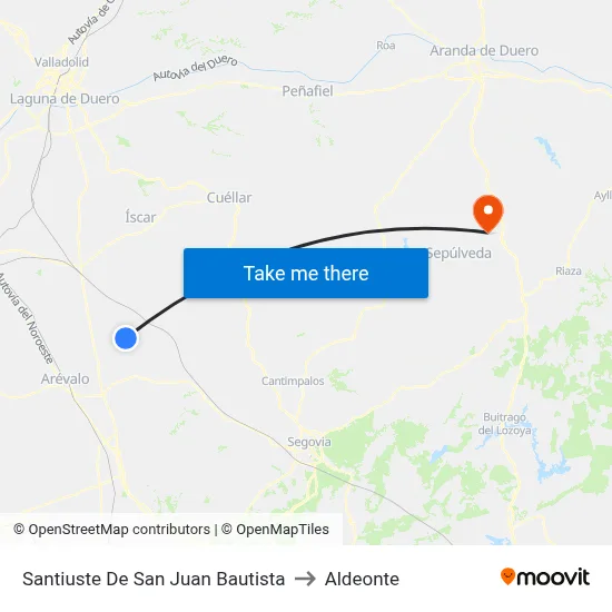Santiuste De San Juan Bautista to Aldeonte map