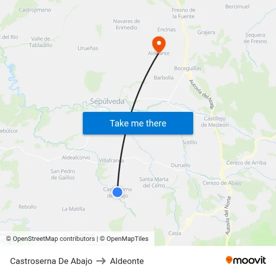 Castroserna De Abajo to Aldeonte map