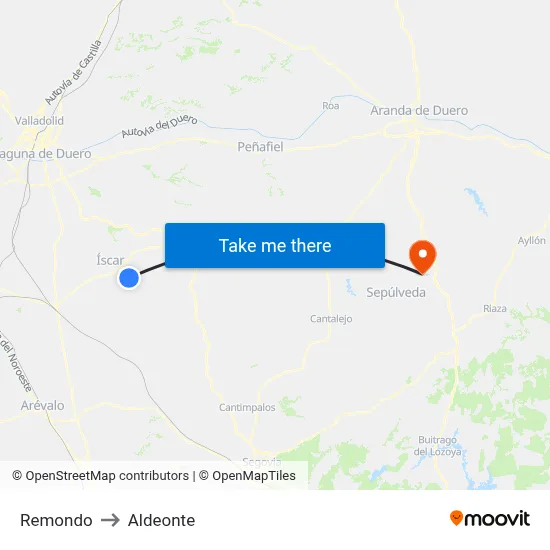 Remondo to Aldeonte map