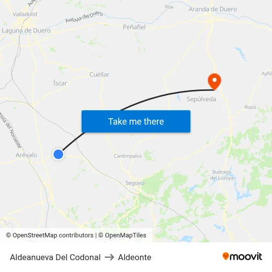 Aldeanueva Del Codonal to Aldeonte map