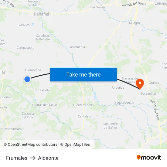 Frumales to Aldeonte map