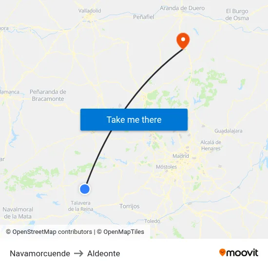 Navamorcuende to Aldeonte map