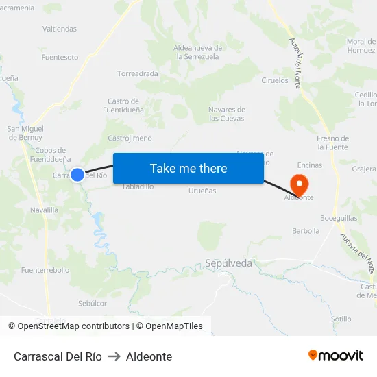 Carrascal Del Río to Aldeonte map