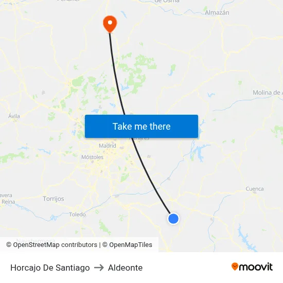 Horcajo De Santiago to Aldeonte map