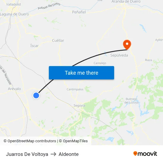 Juarros De Voltoya to Aldeonte map