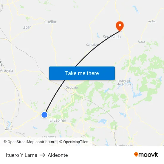Ituero Y Lama to Aldeonte map