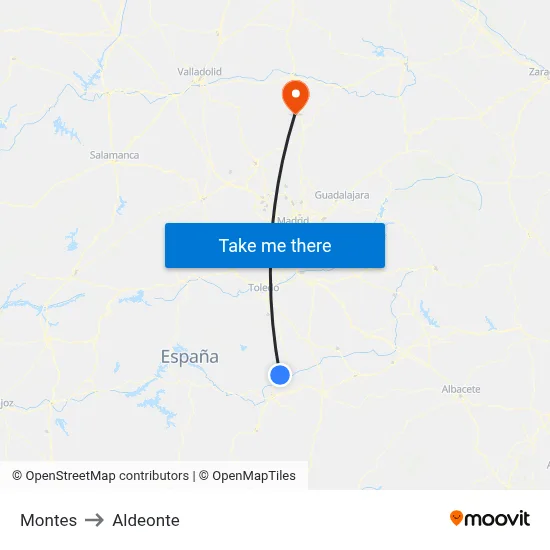 Montes to Aldeonte map