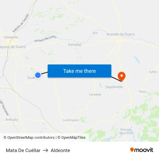 Mata De Cuéllar to Aldeonte map