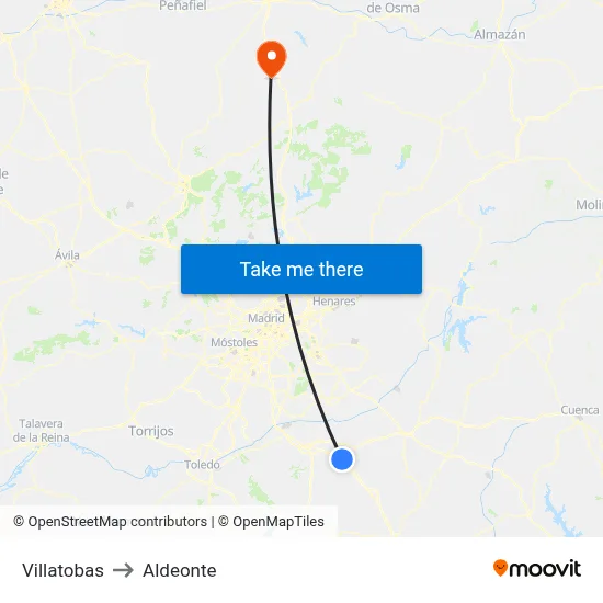 Villatobas to Aldeonte map