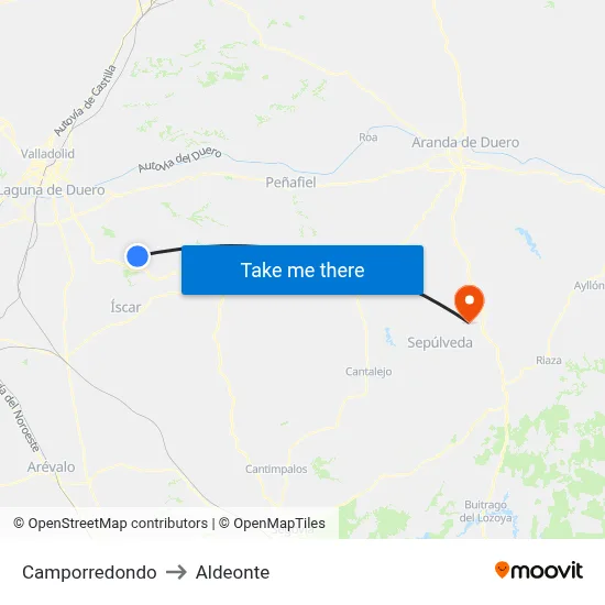 Camporredondo to Aldeonte map