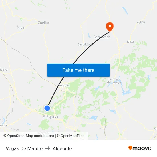 Vegas De Matute to Aldeonte map