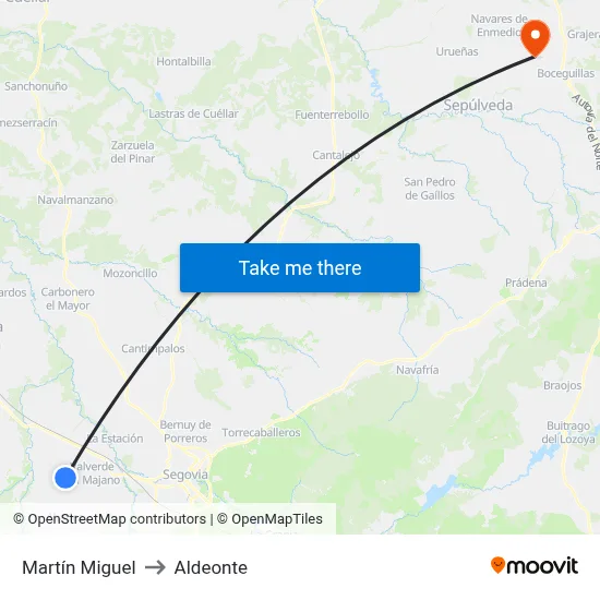 Martín Miguel to Aldeonte map