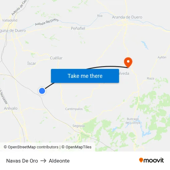 Navas De Oro to Aldeonte map