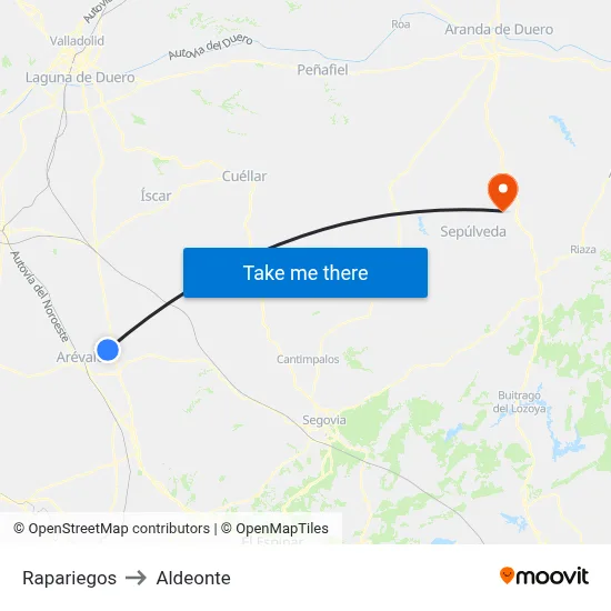 Rapariegos to Aldeonte map