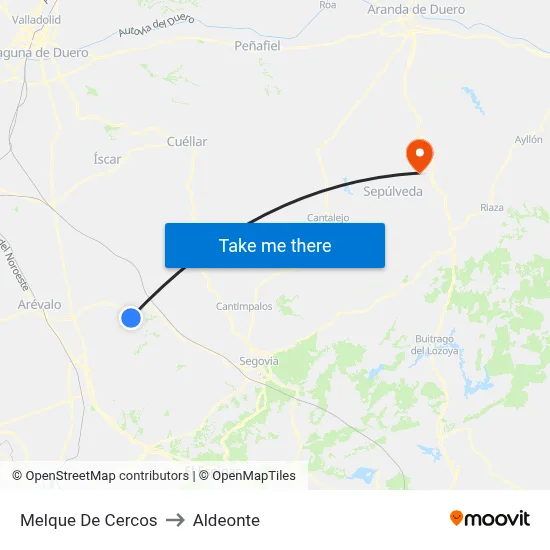 Melque De Cercos to Aldeonte map