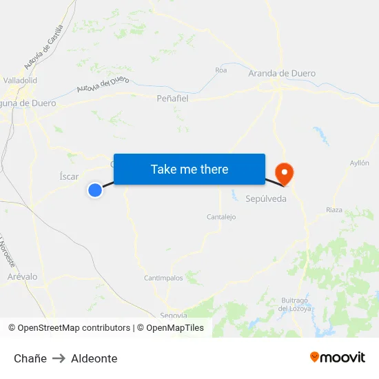 Chañe to Aldeonte map