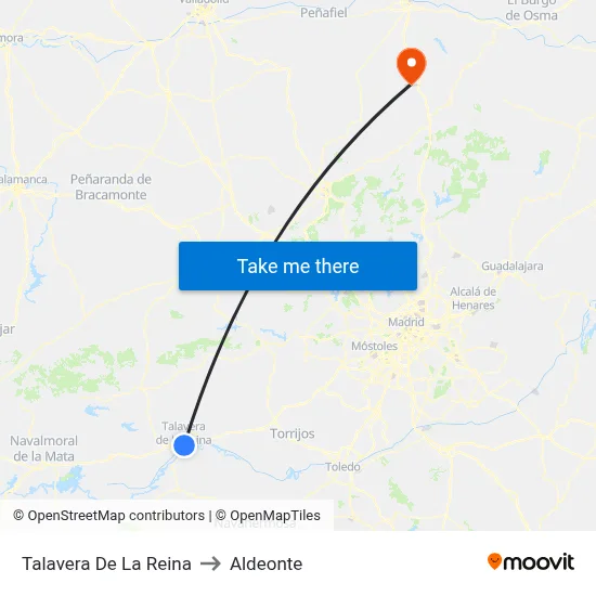 Talavera De La Reina to Aldeonte map