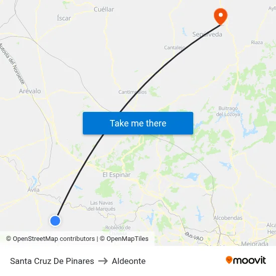 Santa Cruz De Pinares to Aldeonte map