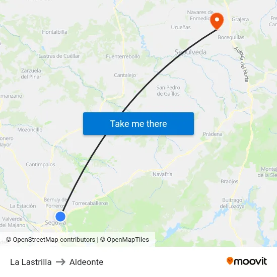 La Lastrilla to Aldeonte map