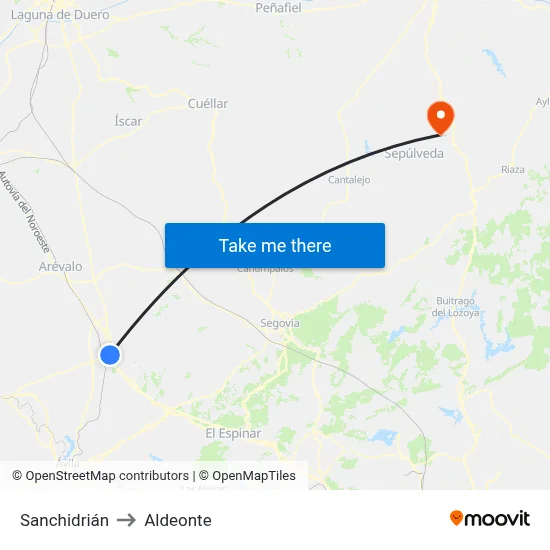 Sanchidrián to Aldeonte map