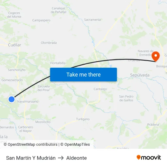 San Martín Y Mudrián to Aldeonte map