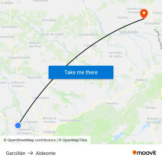 Garcillán to Aldeonte map