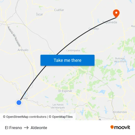 El Fresno to Aldeonte map