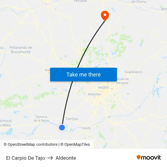El Carpio De Tajo to Aldeonte map