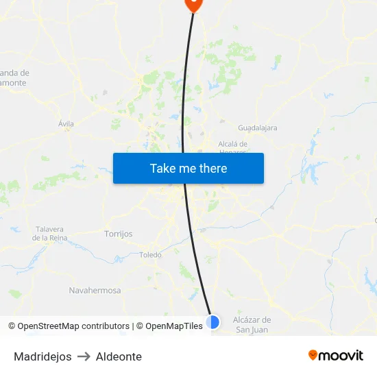Madridejos to Aldeonte map