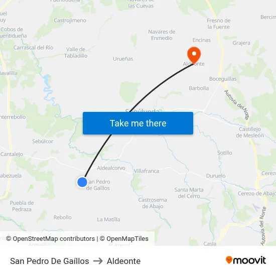 San Pedro De Gaíllos to Aldeonte map