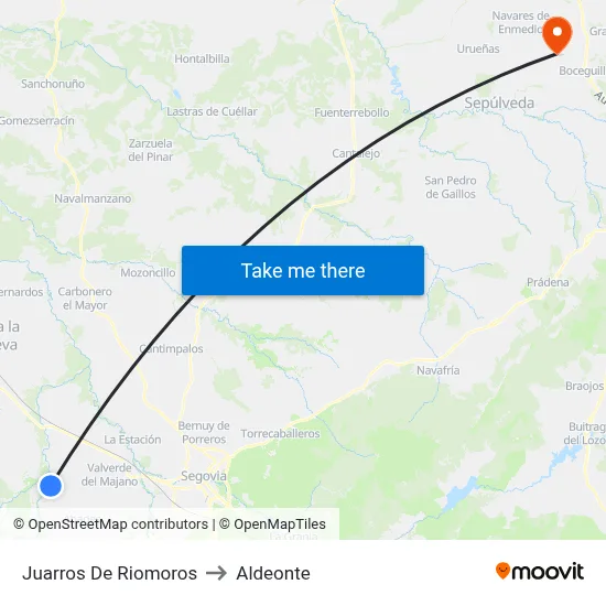 Juarros De Riomoros to Aldeonte map