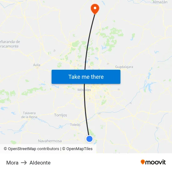 Mora to Aldeonte map