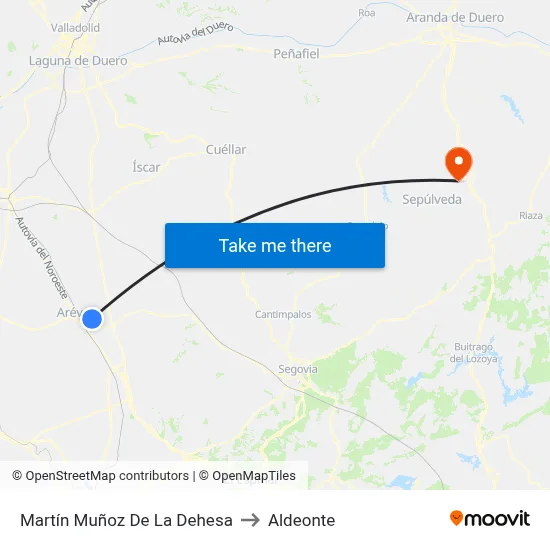 Martín Muñoz De La Dehesa to Aldeonte map