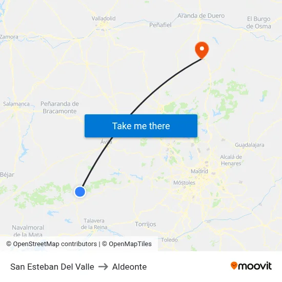 San Esteban Del Valle to Aldeonte map