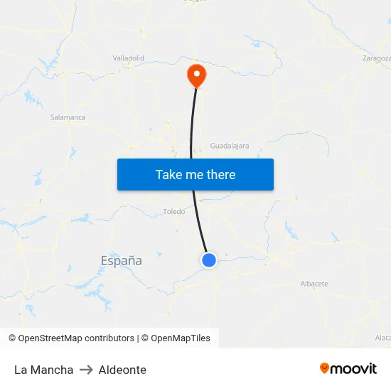 La Mancha to Aldeonte map