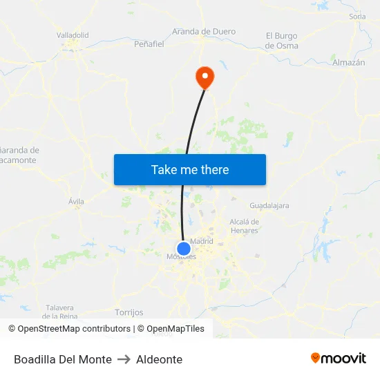 Boadilla Del Monte to Aldeonte map