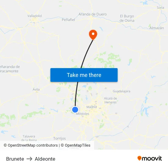 Brunete to Aldeonte map