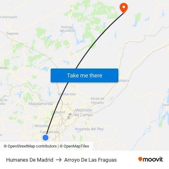 Humanes De Madrid to Arroyo De Las Fraguas map