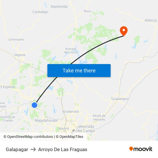 Galapagar to Arroyo De Las Fraguas map