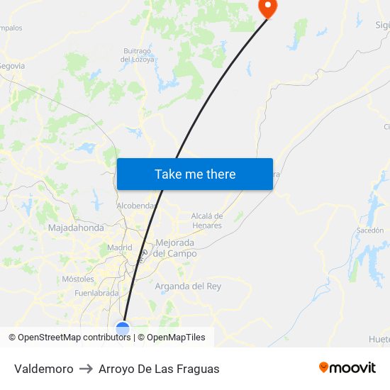 Valdemoro to Arroyo De Las Fraguas map