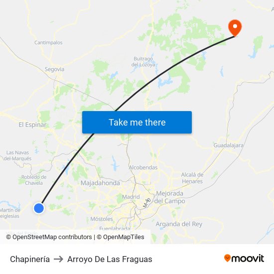 Chapinería to Arroyo De Las Fraguas map