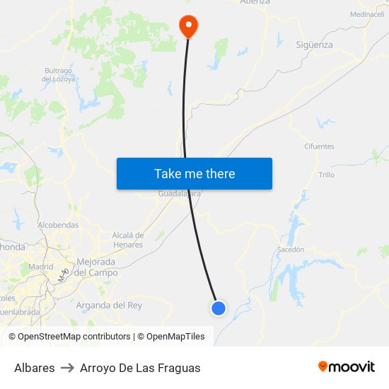 Albares to Arroyo De Las Fraguas map