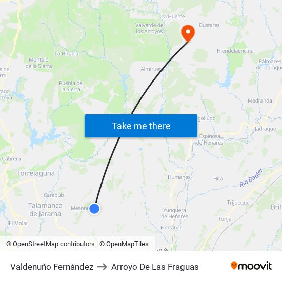 Valdenuño Fernández to Arroyo De Las Fraguas map