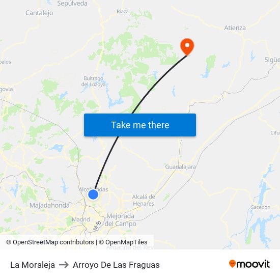 La Moraleja to Arroyo De Las Fraguas map
