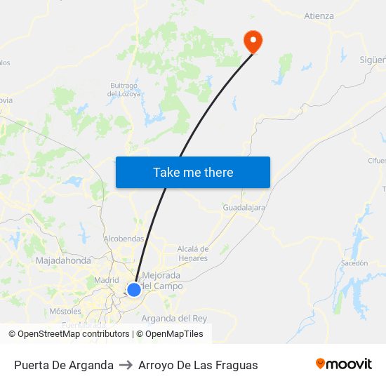 Puerta De Arganda to Arroyo De Las Fraguas map