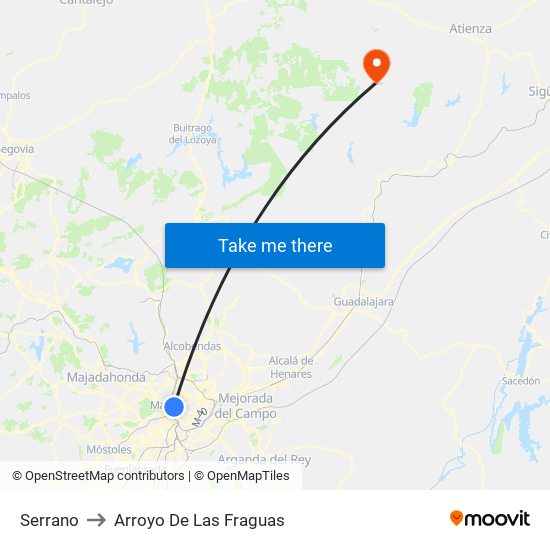 Serrano to Arroyo De Las Fraguas map