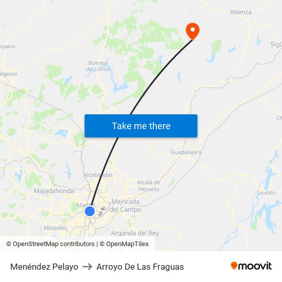 Menéndez Pelayo to Arroyo De Las Fraguas map